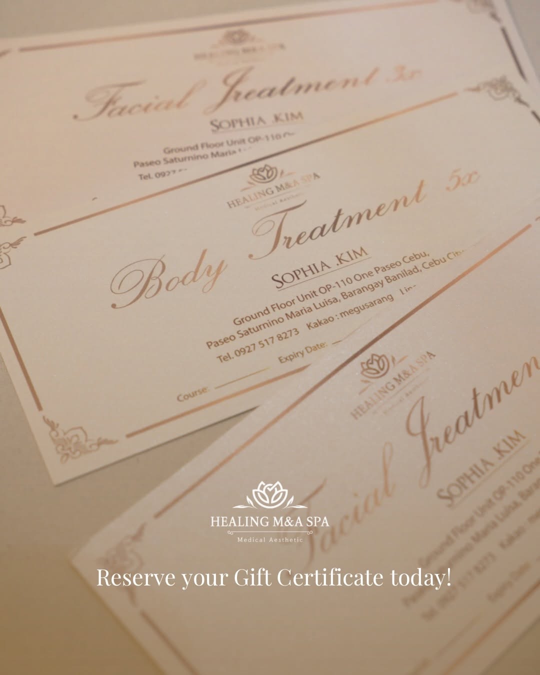 Healing M&A Spa gift packaging